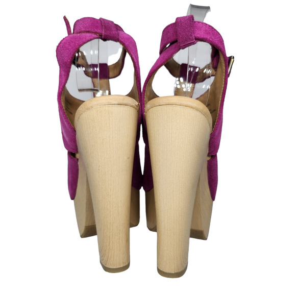 Calvin Klein Shoes Womens 5.5 6 Purple Platform Heels Chunky Suede Groovy Funky - Picture 6 of 11